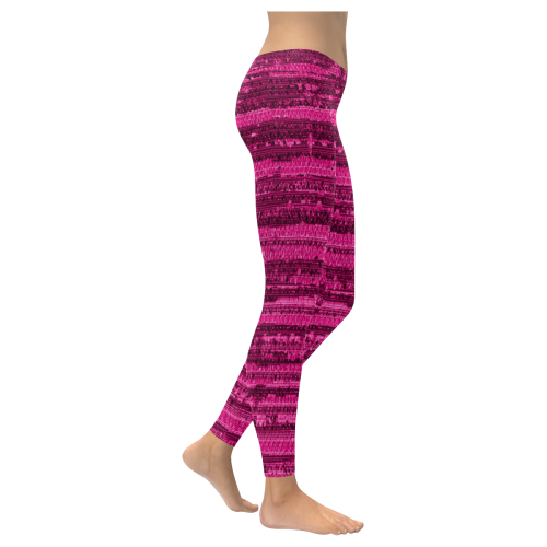 BOHO Pink Sumi Women's Low Rise Leggings (Invisible Stitch) (Model L05)