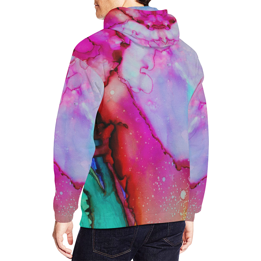 Red purple green ink All Over Print Hoodie for Men (USA Size) (Model H13)