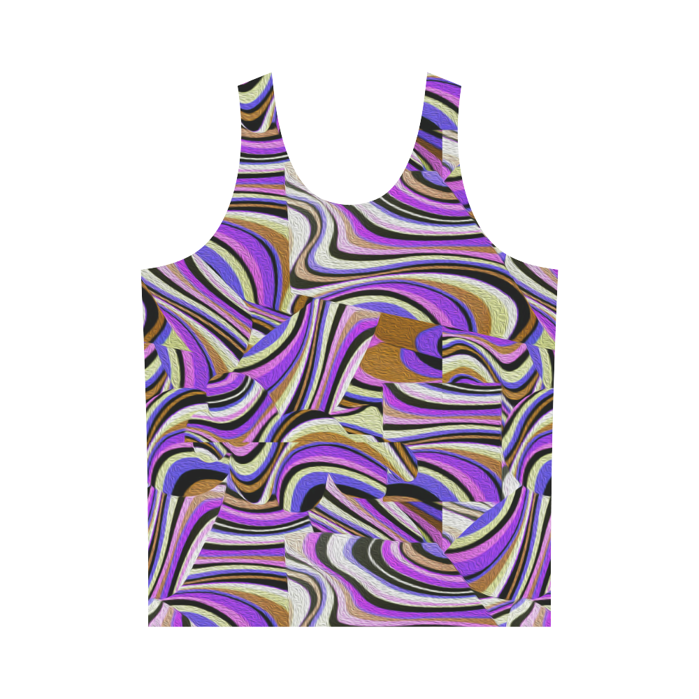 Groovy Retro Renewal - Purple Waves All Over Print Tank Top for Men (Model T43)