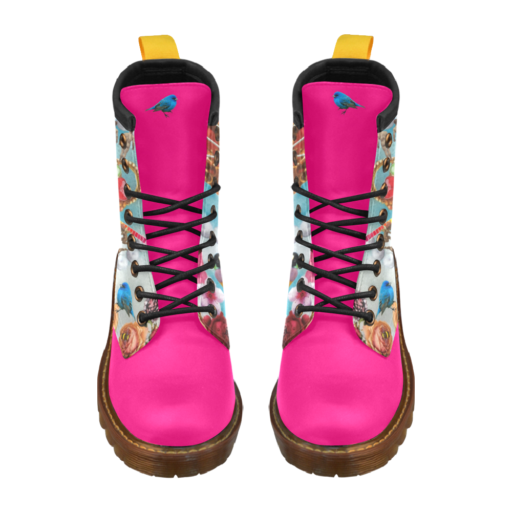 Hot Pink Frank High Grade PU Leather Martin Boots For Women Model 402H