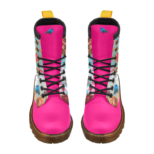 Hot Pink Frank High Grade PU Leather Martin Boots For Women Model 402H