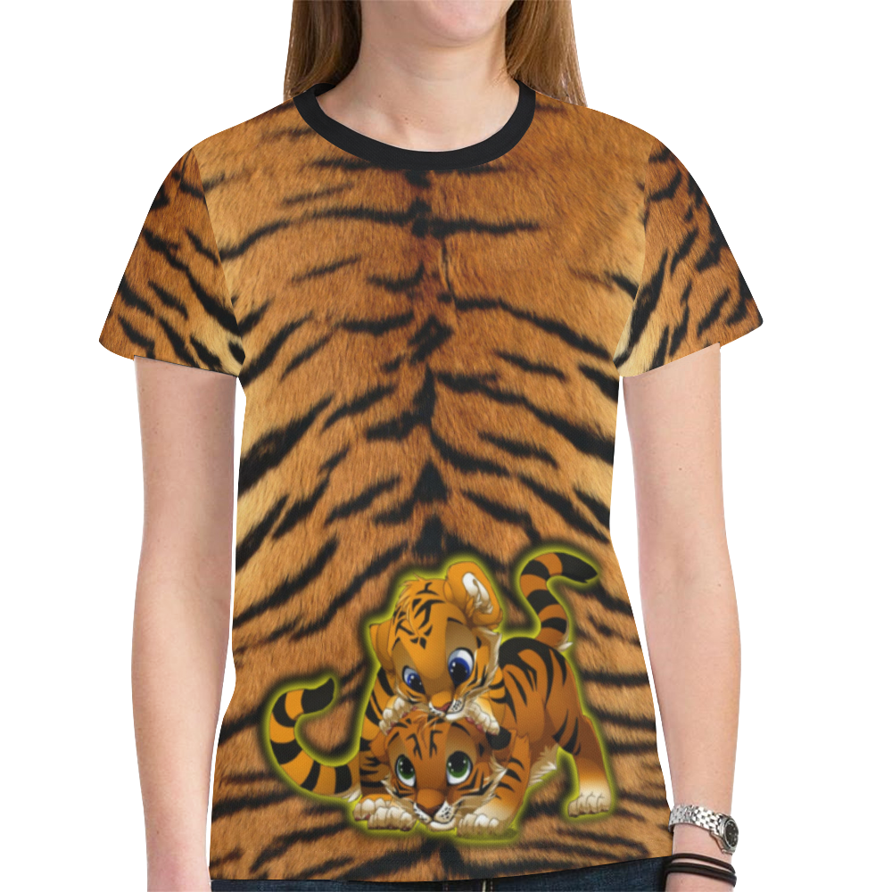Tiger Cubs New All Over Print T-shirt for Women (Model T45)