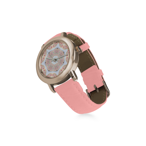 Love and Romance Heart Shaped Sugar Cookies Women's Rose Gold Leather Strap Watch(Model 201)