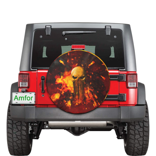 Amazing skull with fire 30 Inch Spare Tire Cover