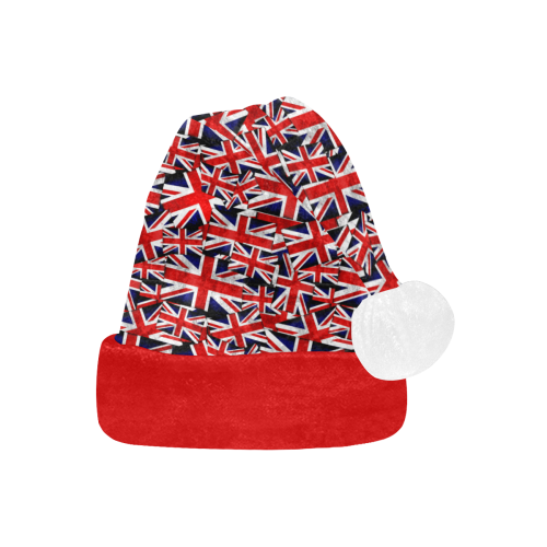 Union Jack British UK Flag Red Trim Santa Hat