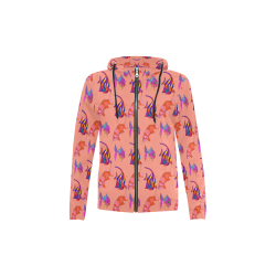 pink Fishes All Over Print Full Zip Hoodie for Kid (Model H14)