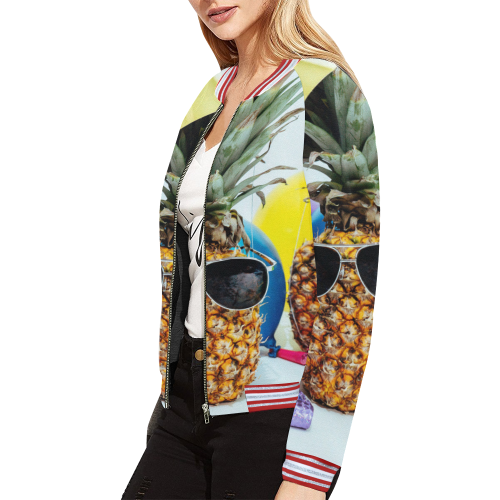 Pineapple Jacket test All Over Print Bomber Jacket for Women (Model H21)