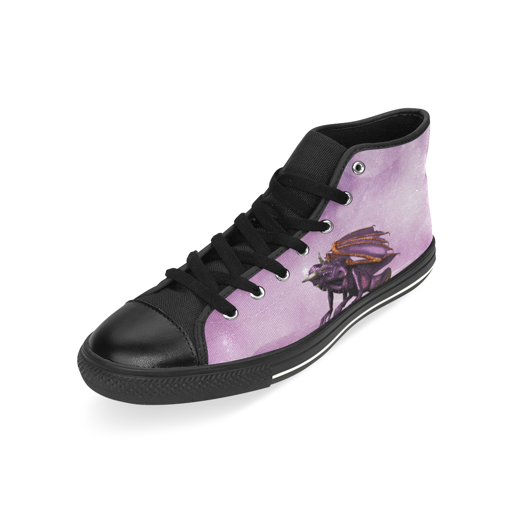 Wonderful violet dragon High Top Canvas Women's Shoes/Large Size (Model 017)