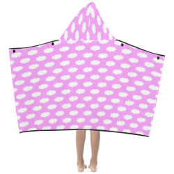 Clouds and Polka Dots on Pink Kids' Hooded Bath Towels