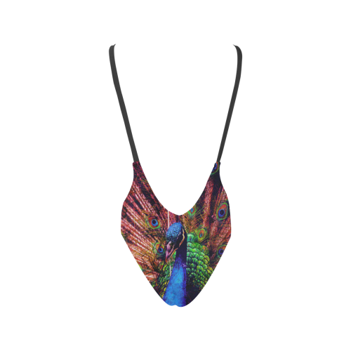 Impressionist Peacock Sexy Low Back One-Piece Swimsuit (Model S09)