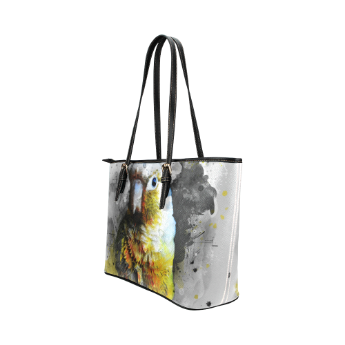 bird parrot art #parrot #bird Leather Tote Bag/Small (Model 1651)