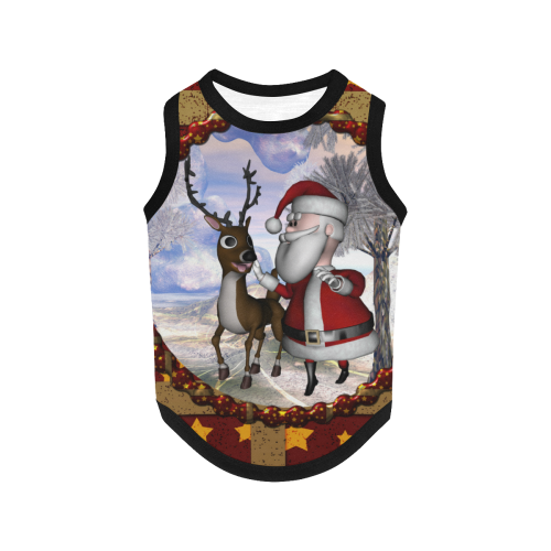 Santa Claus with reindeer, cartoon All Over Print Pet Tank Top