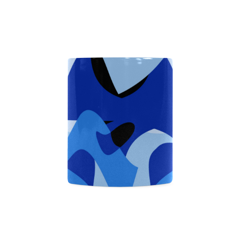 Camouflage Abstract Blue and Black White Mug(11OZ)