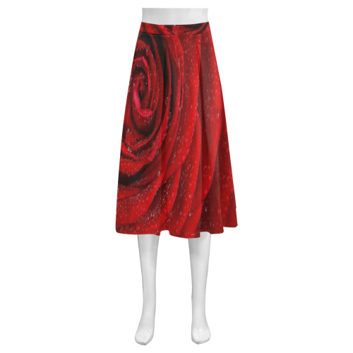 Red rosa Mnemosyne Women's Crepe Skirt (Model D16)
