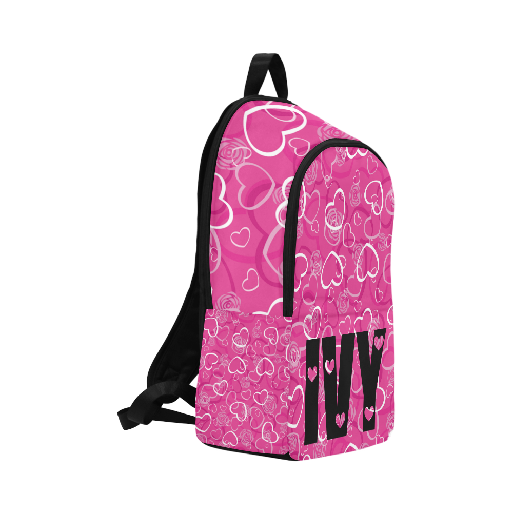 Ivy heart background pink Fabric Backpack for Adult (Model 1659)