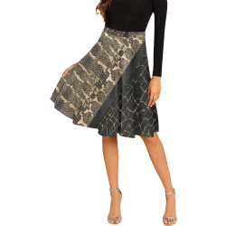 Exclusive Gold Black Python Melete Pleated Midi Skirt (Model D15)