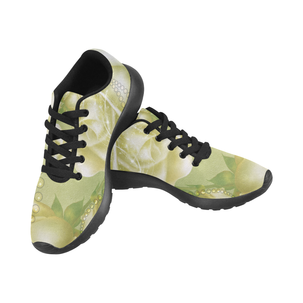 Beautiful soft green roses Men's Running Shoes/Large Size (Model 020)