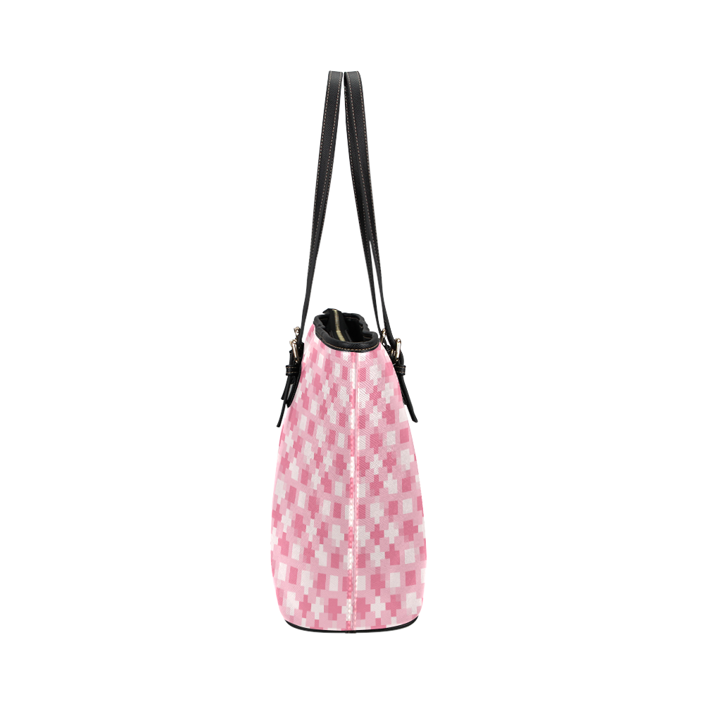 pink pattern Leather Tote Bag/Small (Model 1651)