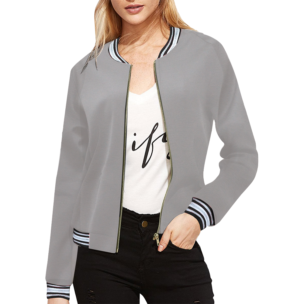 Ash All Over Print Bomber Jacket for Women (Model H21)