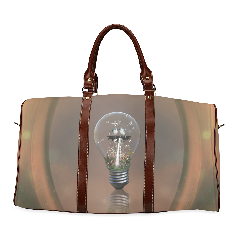 Light bulb with birds Waterproof Travel Bag/Large (Model 1639)