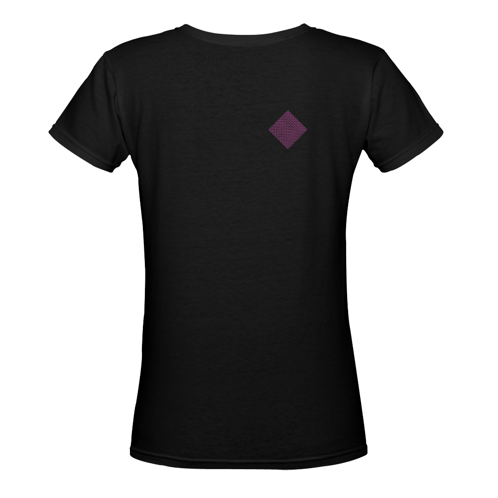 NUMBERS Collection Diamond Symbols Pink Women's Deep V-neck T-shirt (Model T19)