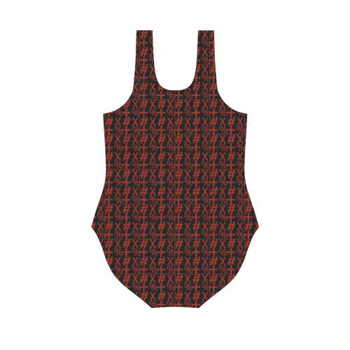 NUMBERS Collection Symbols Red Vest One Piece Swimsuit (Model S04)