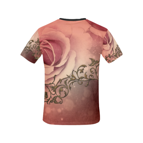 Wonderful roses with floral elements All Over Print T-shirt for Women/Large Size (USA Size) (Model T40)