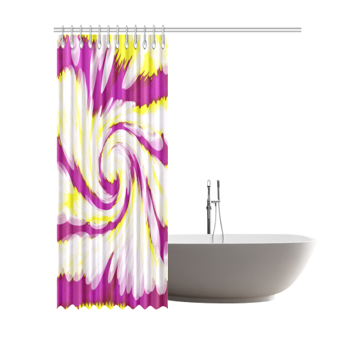 Pink Yellow Tie Dye Swirl Abstract Shower Curtain 69"x84"
