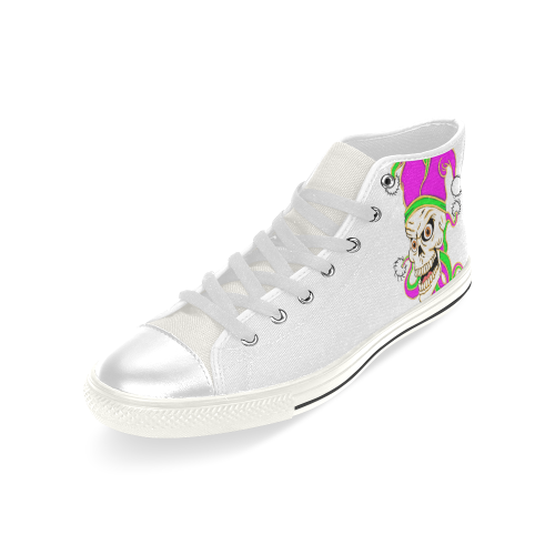 Jester Skull White Men’s Classic High Top Canvas Shoes (Model 017)