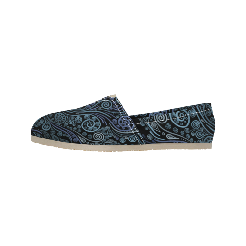 3D psychedelic ornaments, blue Women's Classic Canvas Slip-On (Model 1206)