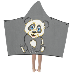 Smiling Panda Grey Kids' Hooded Bath Towels