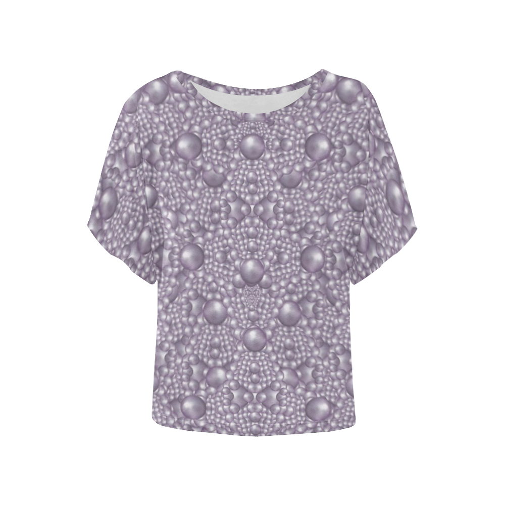 festive purple pearls Women's Batwing-Sleeved Blouse T shirt (Model T44)