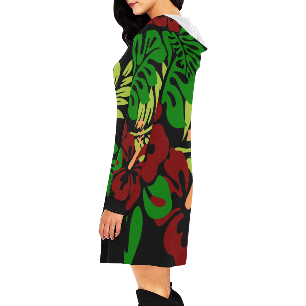 FLORAL DESIGN 44 All Over Print Hoodie Mini Dress (Model H27)