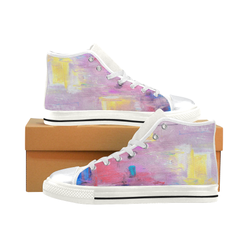 Little purple High Top Canvas Shoes for Kid (Model 017)