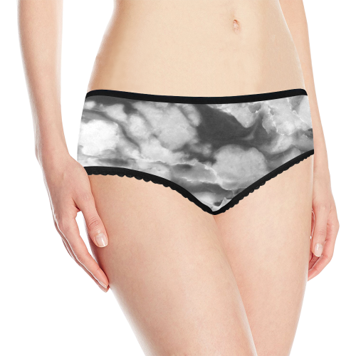 Marble Black and White Pattern Women's All Over Print Classic Briefs (Model L13)
