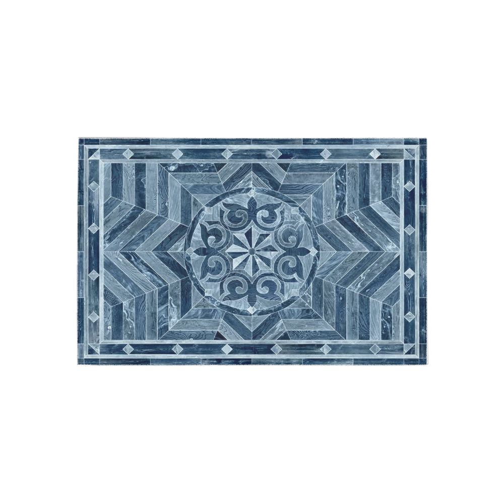 Ayumi Black, Blue Geometric Vintage Area Rug 5'x3'3''