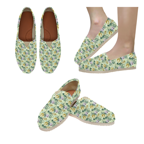 Cute floral 218B by JamColors Women's Classic Canvas Slip-On (Model 1206)