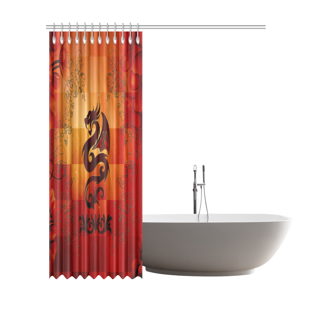 Tribal dragon  on vintage background Shower Curtain 72"x84"