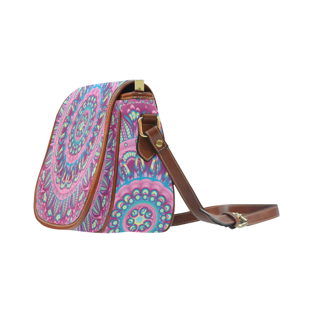 mandala 5 pink blue saddle bag Saddle Bag/Large (Model 1649)
