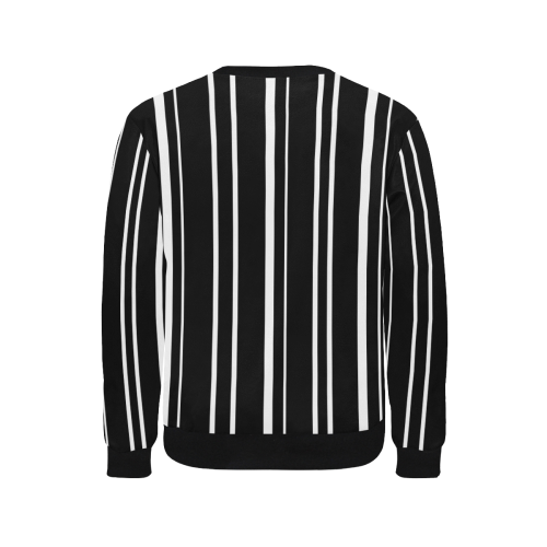 white stripes on black Men's Rib Cuff Crew Neck Sweatshirt (Model H34)