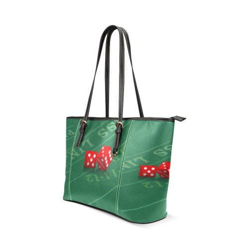 Las Vegas Dice on Craps Table Leather Tote Bag/Small (Model 1640)