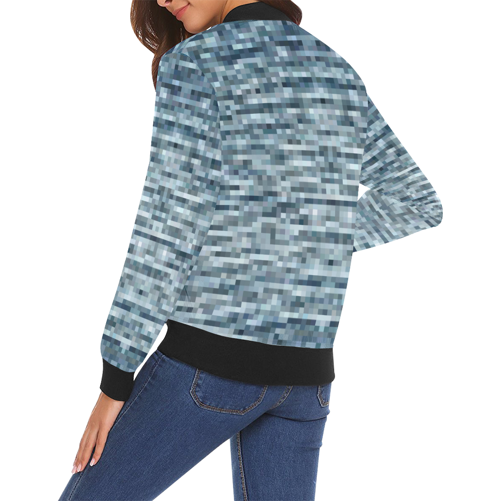 Jeans Pattern by K.Merske All Over Print Bomber Jacket for Women (Model H19)