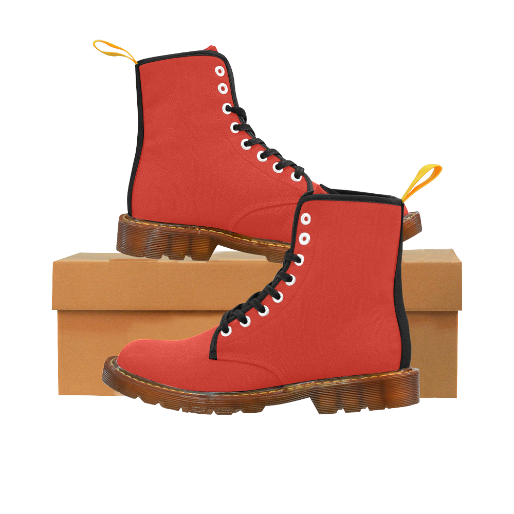 Cherry Tomato Red and Black Martin Boots For Men Model 1203H