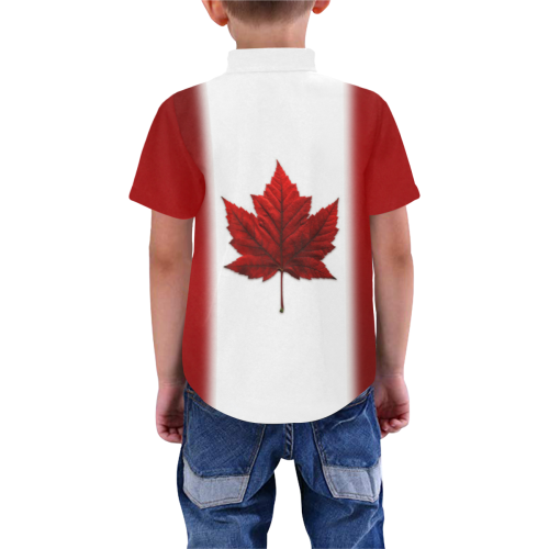 Kid's Canada Flag Shirts Buttondown Boys' All Over Print Short Sleeve Shirt (Model T59)