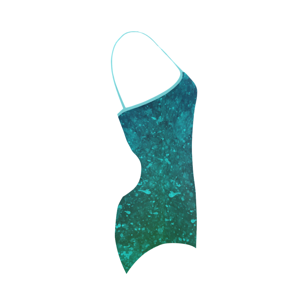 Blue and Green Abstract Strap Swimsuit ( Model S05)