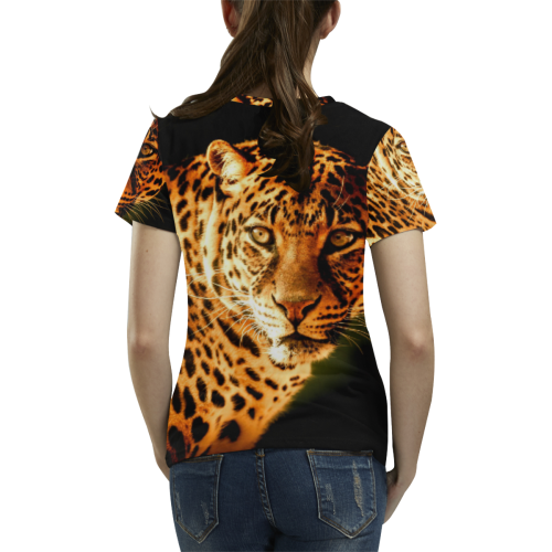 LEOPARD 2 All Over Print T-Shirt for Women (USA Size) (Model T40)