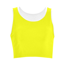 Bright Neon Yellow / White Women's Crop Top (Model T42)
