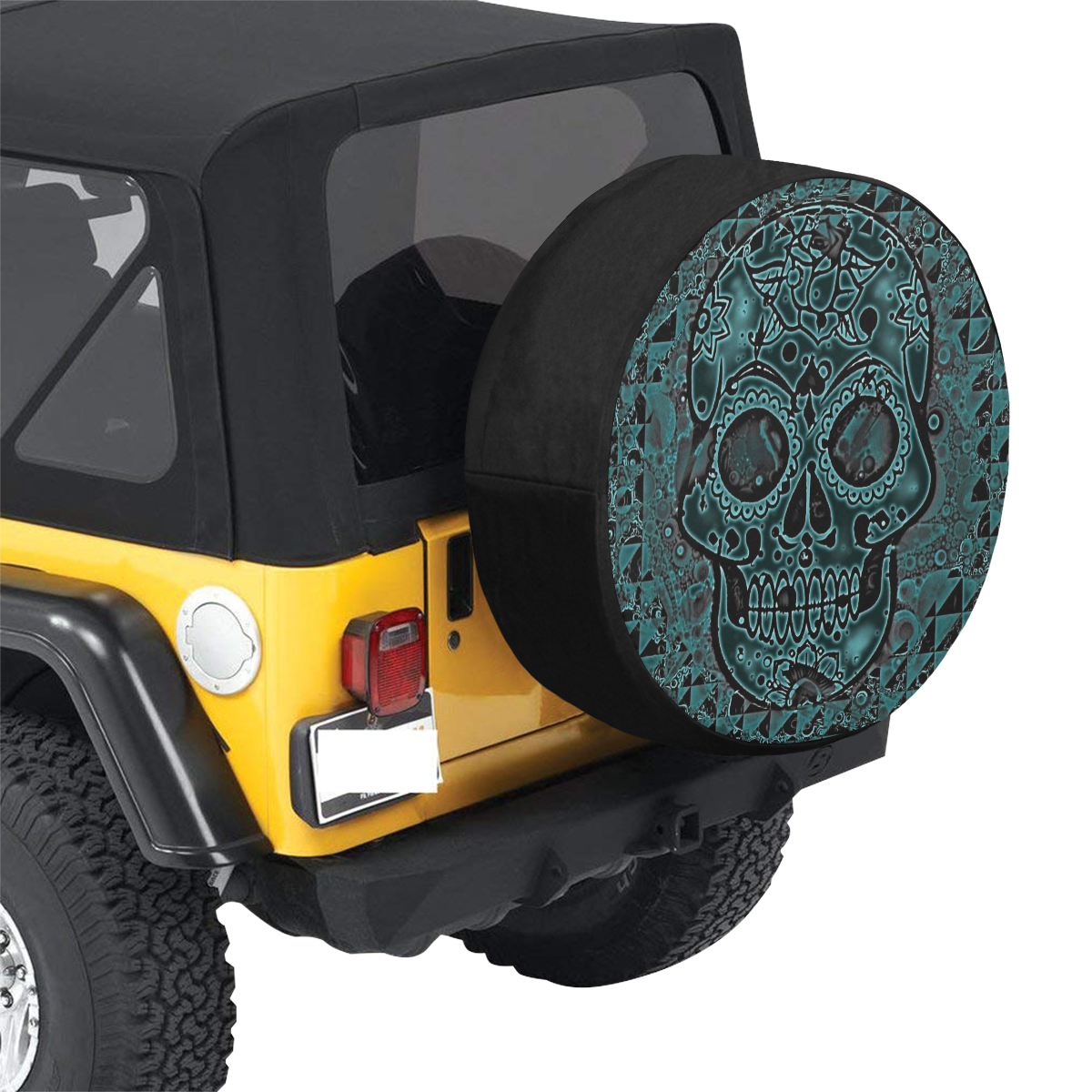 skull aqua 34 Inch Spare Tire Cover