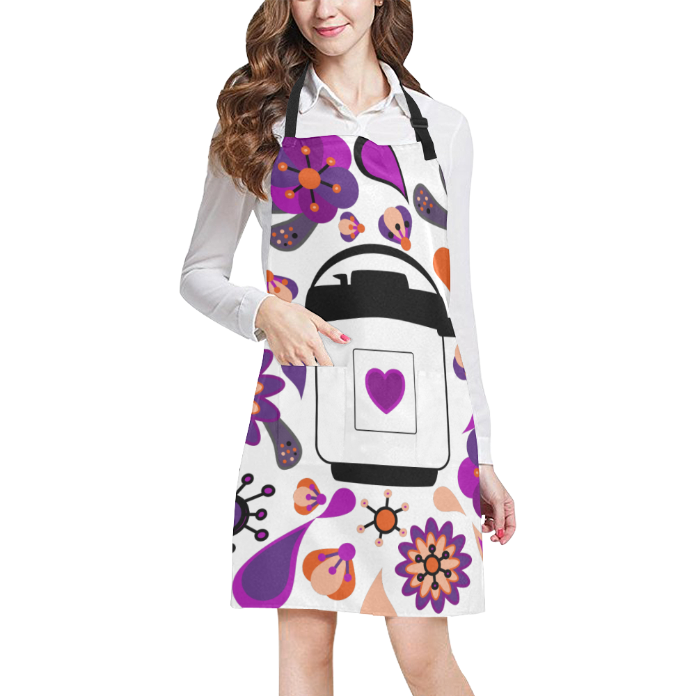 Floral Instant Pressure Cooking Pot All Over Print Apron