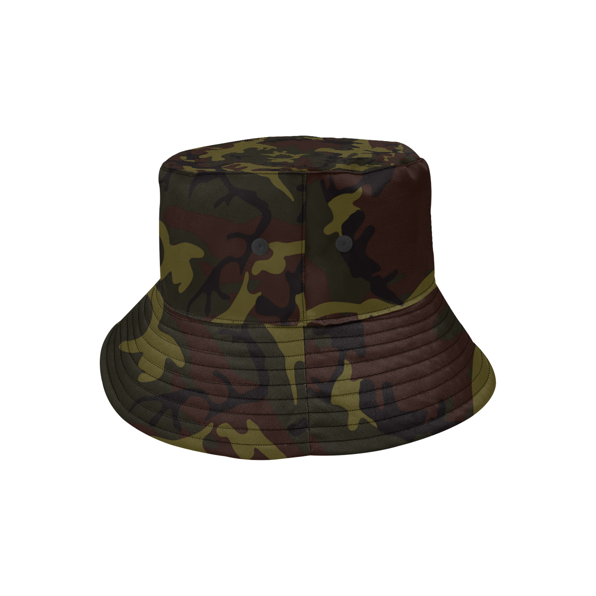 Camo Green Brown All Over Print Bucket Hat for Men